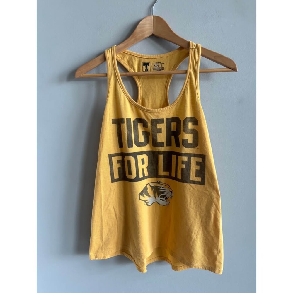 University Square Mizzou Tigers For Life Racerback Tank Top Gold Size S